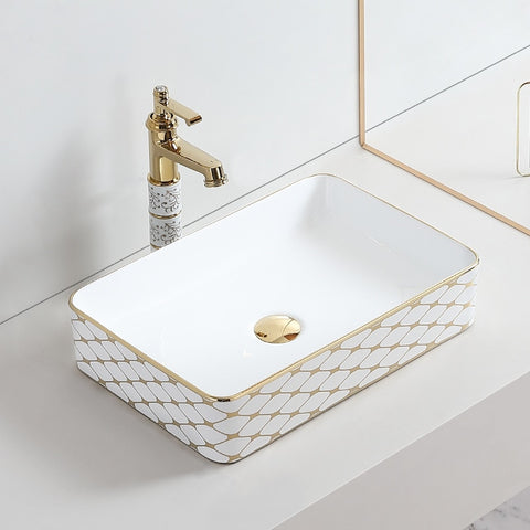 Porcelain Above Counter White Ceramic Bathroom Vessel